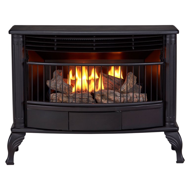 ProCom Ventless 25,000 BTU Dual Fuel Fireplace w/ Thermostat Control, Black  - Walmart.com