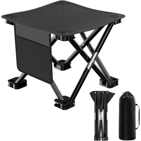 Camping Stool, 13 Inch Portable Folding Stool, Camp Stool,Folding Small Chair,Mini Lightweight Chair,360 Lbs Capacity with Carry Bag,for Camping Fishing Hiking Gardening and Beach Black