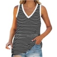 thumbnail image 2 of ZyeKqe Plus Size Tank Tops for Women V Neck Sleeveless Shirts Striped Loose Fitted Summer Top, 2 of 9
