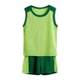 thumbnail image 3 of kpoplk Toddler Baby Boy Summer Outfits Sleeveless Color Block Tank Top Soft Shorts 2-Piece Set(Green,11-12 Y), 3 of 6
