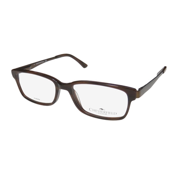 NEW CHESTERFIELD 873 MENS RECTANGULAR FULL-RIM HORN BRAND NAME SHIPPED FROM USA DISTINCT FRAME DEMO LENSES 52-17-140 SPRING HINGES EYEGLASSES/EYEWEAR