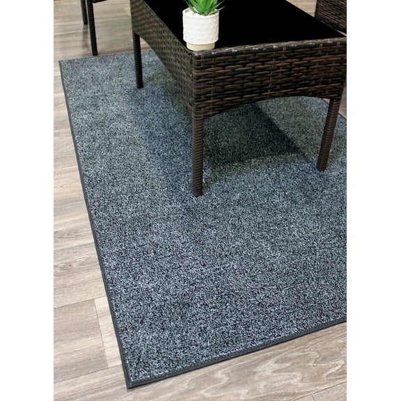 Koeckritz Rugs Gray Black Indoor/Outdoor Artificial Grass Rug, 4'x6', Lightweight