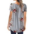 thumbnail image 4 of Enwejyy Women Casual Multi-Style Round Neck Solid Color Short Sleeve Multi-color T-Shirts Floral Print V-Neck Blouse Long Sleeve Pleated Daily Tunic Tops, 4 of 6