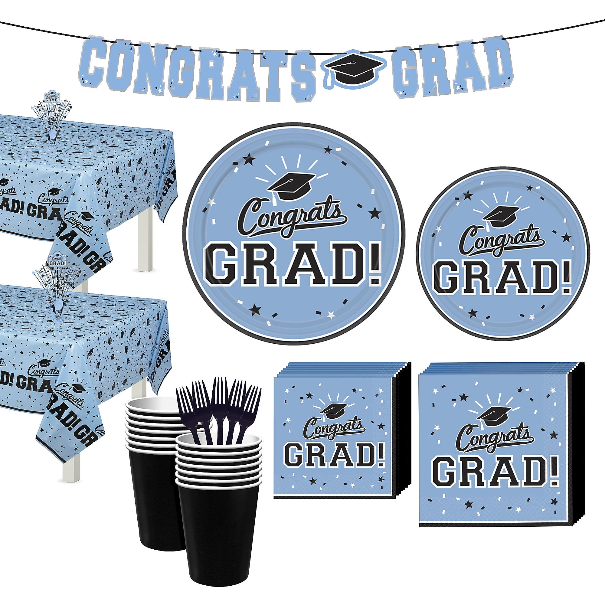 Party City Congrats Grad Graduation Party Kit for 36 Guests, Includes
