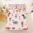 thumbnail image 5 of Homewish Cute Dachshund Pet Bed Sheets,Cactus Daisy Flowers Leaves Full Size Sheets,Pink,4-Piece,1 Flat Sheet, 1 Fitted Sheet and 2 Pillowcases, 5 of 6