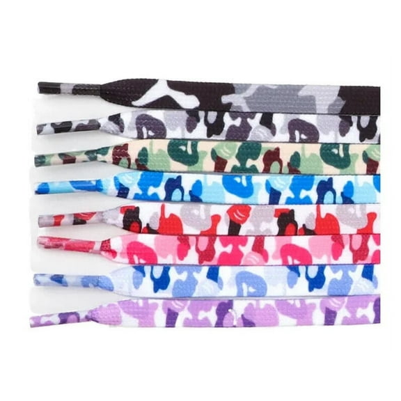 NEW Strings Camo Shoelaces 45 Long Great Color. (MPN:1 White/Gray/Black Como;)