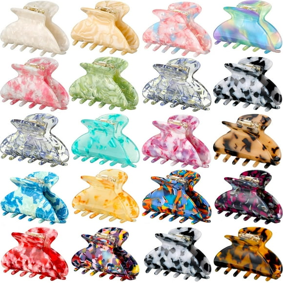 18 Pcs Hair Claw Clips Medium 2.6 Inch Tortoise Shell Hair Clips Banana Jaw Clips Celluloid French Design Barrettes Leopard Print Clip Accessories for Women Girls Hair Jaw Clip, Assor
