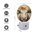 thumbnail image 3 of Night Light Plug into Wall,Dusk to Dawn Sensor Auto-On/Off for Bathroom, Hallway,Kids Room-Brown And White Cow With Long Horns, 3 of 4