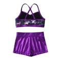 thumbnail image 3 of YONGHS Kids Girls 2-Piece Sports Dance Outfits Crop Tops with Booty Shorts Set 5-14, 3 of 7