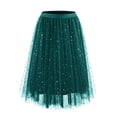 thumbnail image 3 of Women's Soild Color Tutu Skirt, Sparkling Sequin 3 Layer Fluffy Tulle Midi Skirt, Party Skirt for Festival, Birthday, Rave and Cosplay Blackish Green L, 3 of 5