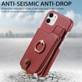 thumbnail image 5 of Compatible for iPhone 11 Zipper Wallet Case with Card Holder, Rotation Ring [Two-Way Kickstand], PU Leather Card Slots RFID Blocking Protection Shockproof Purse Case, Red, 5 of 10