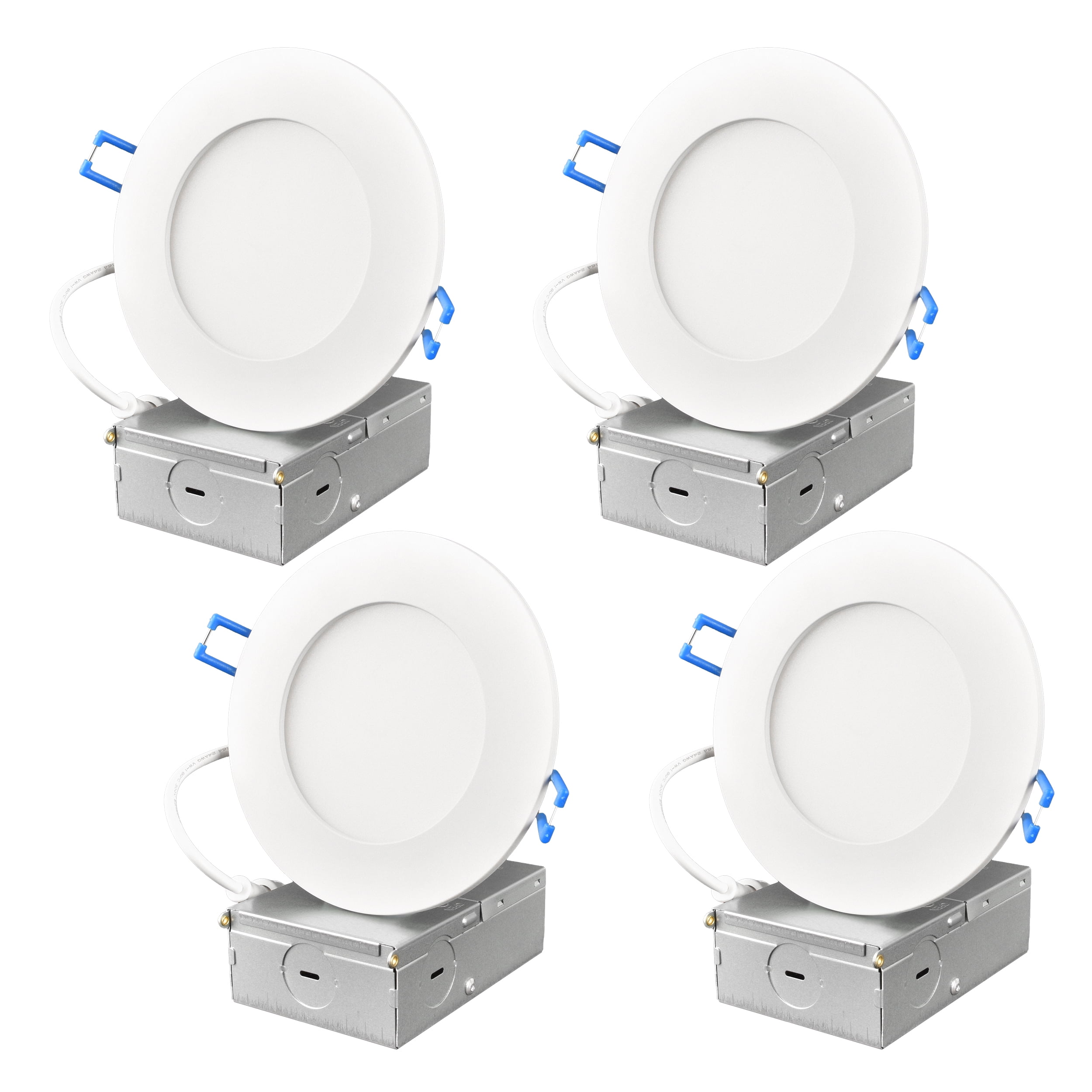 Great Value 4 in LED Canless Retrofit Downlight, 9W, CCT Selectable, J-Box, 4 Pack