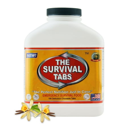 Survival Tabs 15 Day 180 Tabs Emergency Food Survival MREs Meal Replacement for Disaster Preparedness Gluten Free and Non-GMO 25 Years Shelf Life Long Term - Vanilla