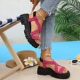 thumbnail image 2 of Xucatan Women's Chunky Sole Wedge Sandals, Round Toe Open Toe Slides with Elastic Back Strap, Crisscross Faux Suede Beach Shoes, Versatile Spring Summer Footwear Gift, 2 of 7