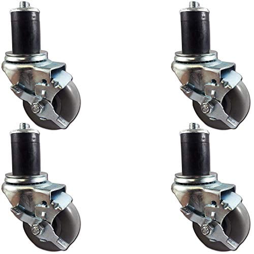 11/2" Expanding Stem Casters with Brakes Set of 43" Gray