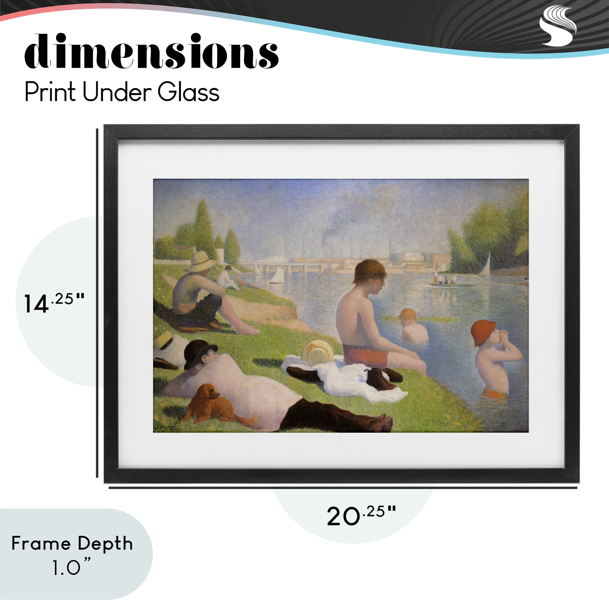 Stupell Industries Afternoon Bathers Georges Seurat Black Framed Print Under Glass, design by Georges Seurat