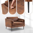 thumbnail image 2 of IVV Modern Accent Chair, Upholstered Leisure Sofa Chair w/ 2 Pillows and Wood Legs, Thick Padded, Club Circle Chair for Living Room Bedroom Furniture (Dark Brown), 2 of 7