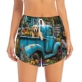 thumbnail image 2 of KLL Vintage Pickup Sunflower Dog Pattern Shorts Women,Athletic Shorts High Waisted Running Shorts Pocket Sporty Short Gym Elastic Workout Shorts-XX-Large, 2 of 7