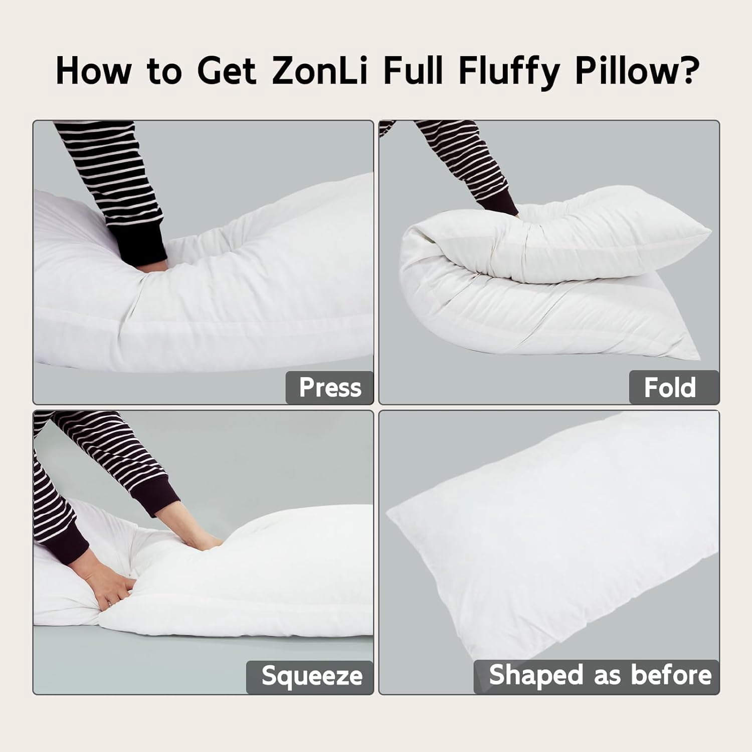 ANHXN Fluffy Body Pillow, Shaggy  Long Pillows , Cozy Hug Pillow for Sleeping, Room Decor & Gift, Adjustable Filling with Washable Cover