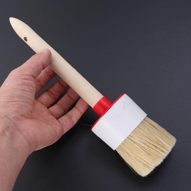 CHICHUMID 4PCS Round Head Paint Brush Wood Handle for Furniture Cleaning