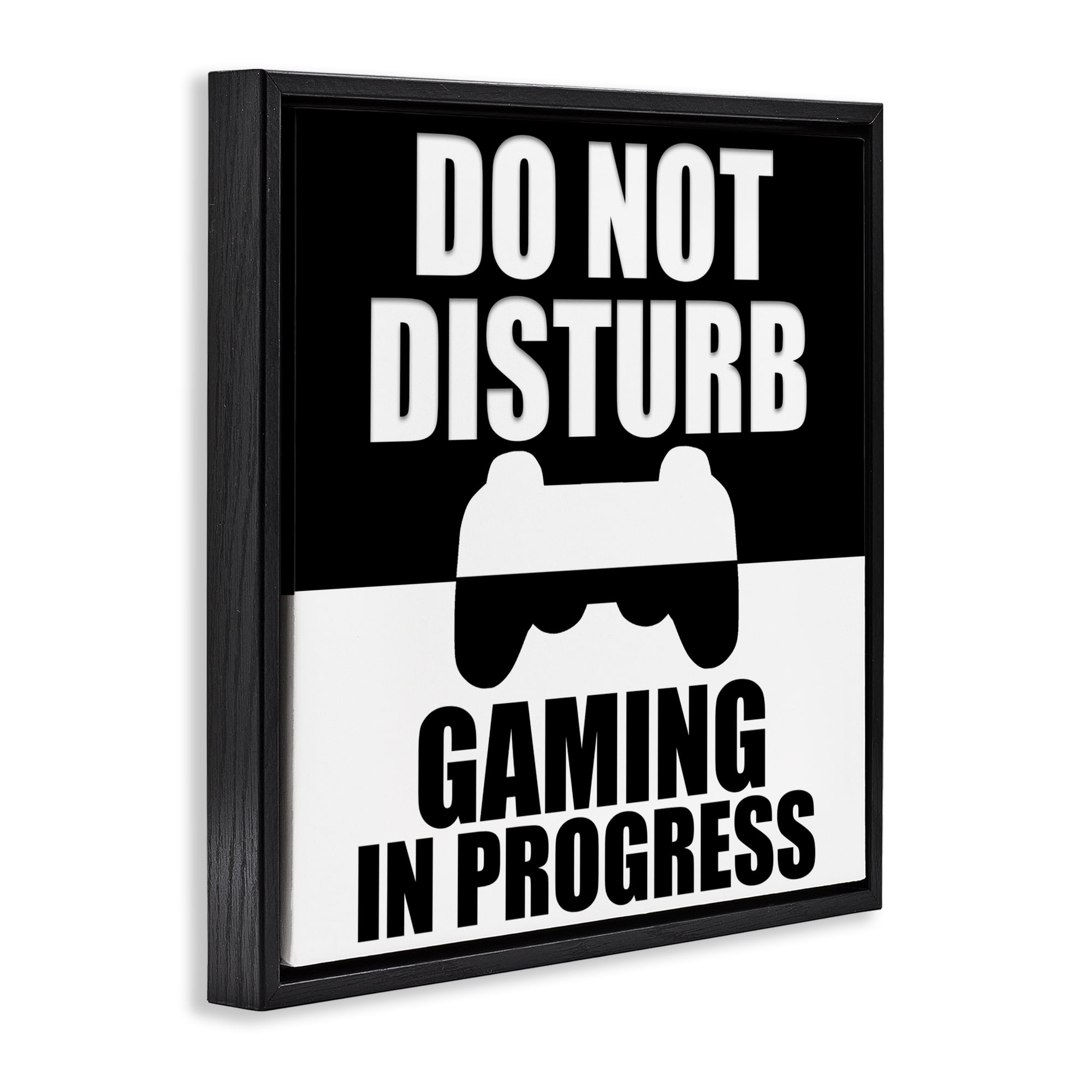 Do Not Disturb Minimal Gamer Black Framed Floater Canvas Wall Art, design by Kim Allen