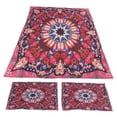 thumbnail image 1 of 3 unids/set estilo bohemio patrón de flores rojas funda de edredón con funda de almohada juego de cama para suministros de dormitorio 220x240cm, 1 of 8