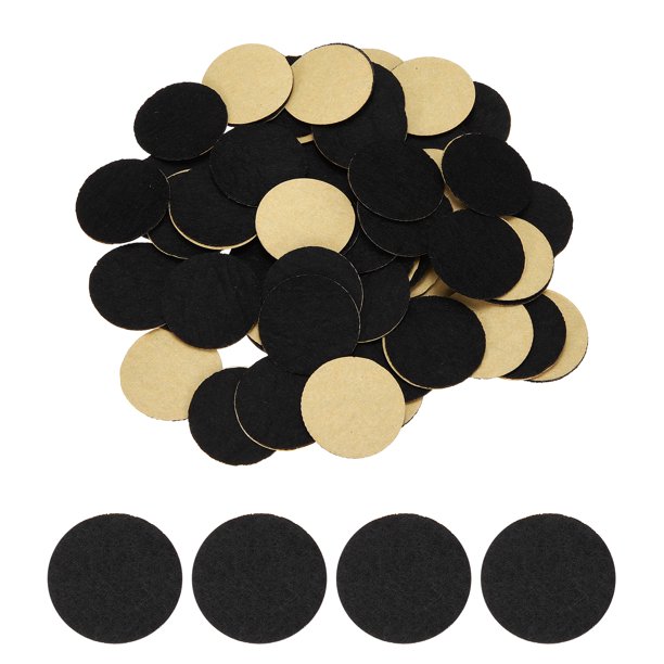 Uxcell 60 Pcs Círculos de Fieltro Adhesivos, 30mm Diámetro 0.8mm Grosor Círculos de Tela No Tejida Redondos Pegatinas de Muebles Pre Cortadas para Manualidades de Costura, Negro