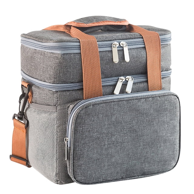 Lunch Bag 2 Insulated Large Lunch Double Heavy Duty Durable Leak Proof Freezer Bag for Work Travel Beach Day Trip Men Women