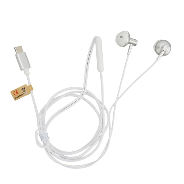 Auriculares tipo C Metal HiFi estéreo graves profundos cancelación de ruido USB C auriculares con micrófono y control de volumen blanco