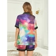 thumbnail image 3 of Silk Satin Pajama Sets for Women Two Piece Short Sleeve Sleepwear Tie Dye Soft Loungewear Button Down Pj Set, 3 of 5