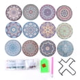 thumbnail image 4 of 12pcs Diamond Art Coasters With Holder Diy Mandala Pattern Strong Adhesion Diamond Painting Kits For Crafts, 4 of 8