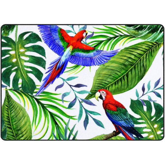 SKYSONIC Area Rug Tropical Leaves and Birds Nursery Rug Floor Mat Kids Playing Mat 5'x 3'3" (60 x 39 in) for Living Room Bedroom