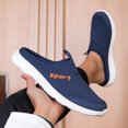 thumbnail image 5 of Men's Backless Slip On Sneakers Walking Shoes Lightweight Close Toes Sandals with Arch Support Breathable Canvas Clogs Blue Size 10, 5 of 6
