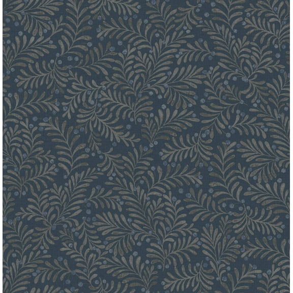 Chesapeake Chrysantha Navy Berry Branches Wallpaper