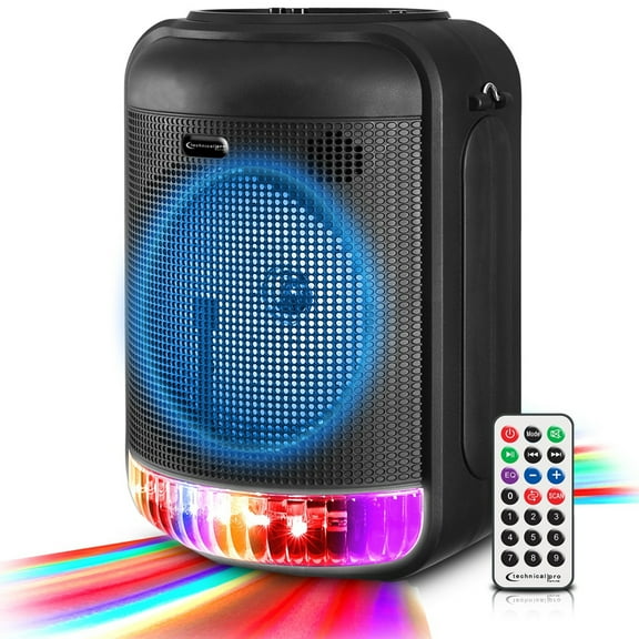 Technical Pro 600 Watts Rechargeable 8" Bluetooth LED Speaker with USB Card Aux Mic InputsFM Radio TWS Stereo Sound