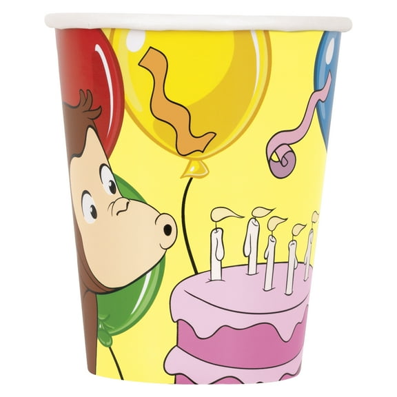 Curious George Paper Cups - 9oz (Pack of 8) - Party Essentials - Perfect for Kids' Birthdays, Themed Events & Celebrations