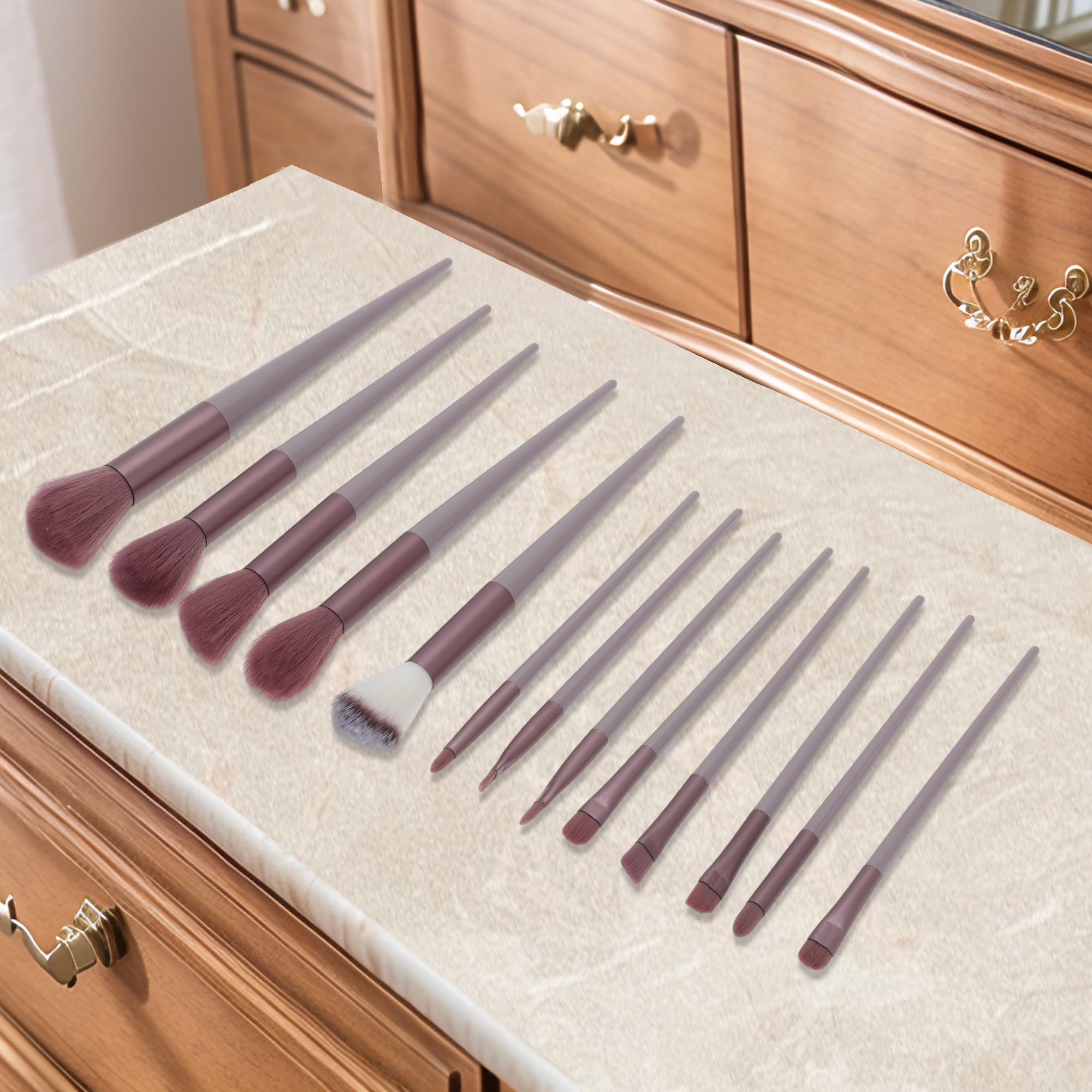 Unique Bargains 13 Pcs Lightweight Makeup Brush for Travel Latte Color