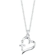Little Luxuries Women's 18" "Faith Hope Love" Heart with Cross Necklace