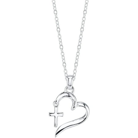 Sterling Silver Faith Hope Love Heart with Cross (Best Sterling Silver Jewelry)