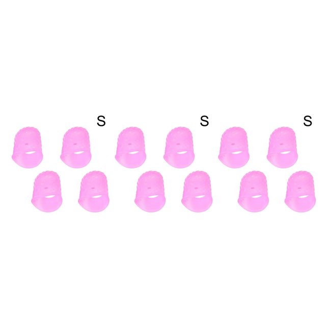 QualitChoice 4pcs Guitar Playing Left Hand Fingertip Ukulele Guitar Fingertip Silicone Protective Cover Pink S 3Set