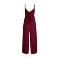 thumbnail image 5 of Xugsiok Jumpsuits for Women Summer Sleeveless Spaghetti Strap Rompers Comfortable Workout Wide Leg Long Pants Casual Solid Color Loose Overalls with Pockets for Trendy Beach Vacation Outfits, 5 of 6