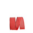 thumbnail image 1 of Reliant Ribbon 93405W-065-09H 10.5 in. 20 Yards Thin Stripe Linen Solid Wired Edge Ribbon, Red, 1 of 1