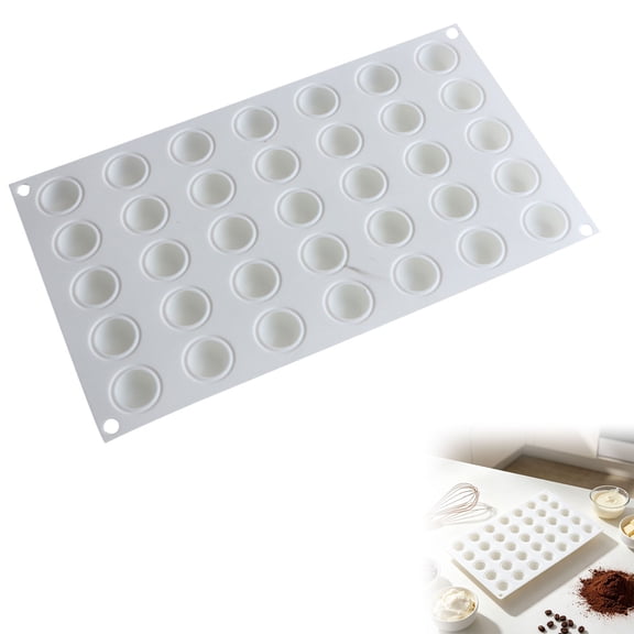 TINGXIN Flat Round Silicone Multi-Cavity Baking Mold - DIY Dessert Making Tool for Filling Creation, Flexible, Easy Demolding, White