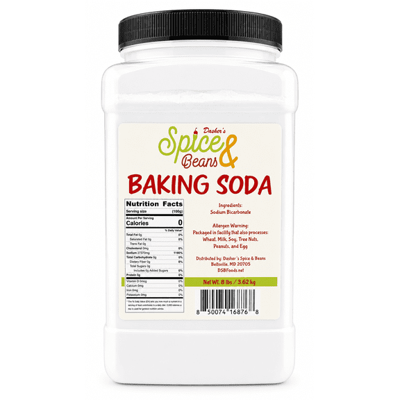 Baking Soda 8 lb - Pure Sodium Bicarbonate Powder - Baking, Cleaning, Deodorizing & Household Use - Bulk - Dasher's Spice & Beans