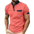 thumbnail image 1 of Birdeem Shirts for Men Mens Patchwork Pocket Fallow Button Round Neck Sports Short Sleeve Shirt, 1 of 1