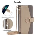 thumbnail image 6 of Dteck Bag Crossbody Strap Case for Samsung Galaxy A15 5G,Magnetic Leather Card Slots Zipper Wallet Hidden Mirror Case Shockproof Stand Full Body Protective Cover with Detachable Metal Strap,Gray, 6 of 8