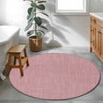 thumbnail image 4 of Vintage Nude Pink Large Area Rugs for Bedroom Living Room, Soft Non Slip Carpet Bedside Rug, Farmhouse Retro Solid Color Linen Texture Round Floor Cover Kitchen Accent Rug 3.3' for Dining Room/Office, 4 of 9