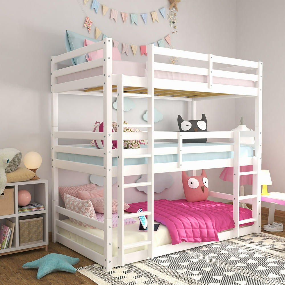 Campbell Wood Triple Twin Bunk Bed, White, by Hillsdale Living ...