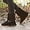 Black, variant on Women's Retro Ankle Boots – Platform Heel with Suede Upper, Fringe Detailing & Adjustable Strap