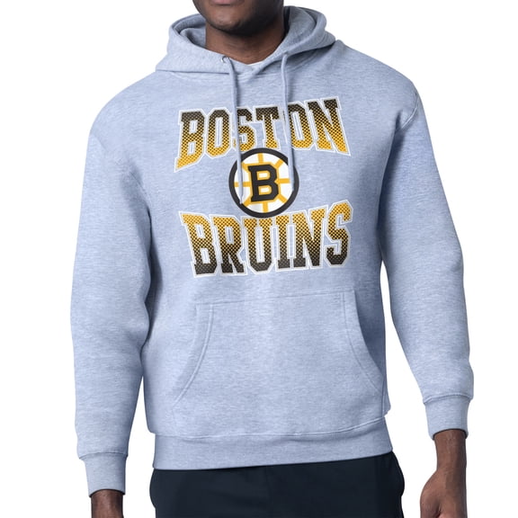 Men's Starter Gray Boston Bruins Comic Style Team Graphic Hoodie